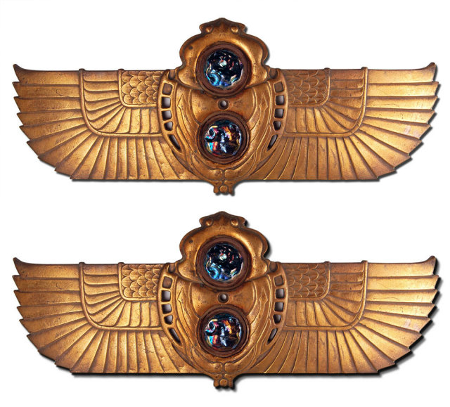 82.6451 Pair of Tiffany Cast Bronze Egyptian Revival Wall Plaques