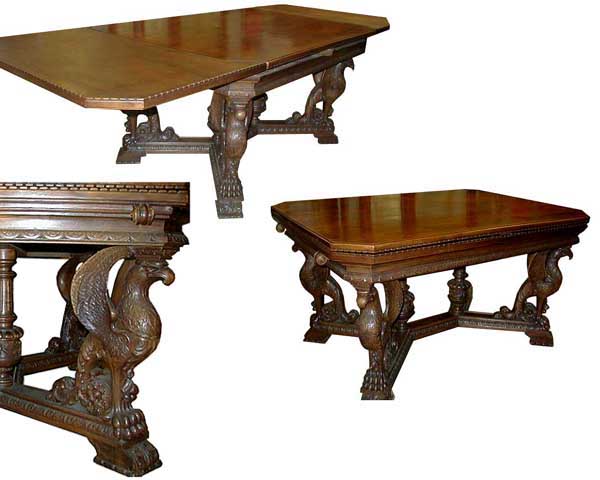 Antique Carved Figural 12-piece Dining Suite in Walnut