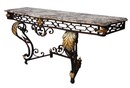 54.6488 French Art Deco Wrought Iron Console with Marble Top