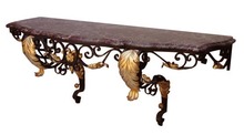 54.6489 French Wrought Iron Console with Marble Top
