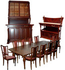 43.1179 13-Pc. French Art Nouveau Mixed Wood Dining set by Hector Guimard