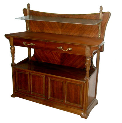 43.1179 13-Pc. French Art Nouveau Mixed Wood Dining set by Hector Guimard