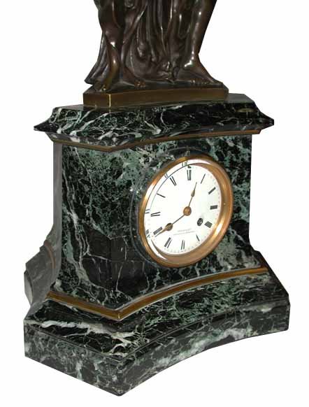 63.6492 Antique Bronze & Marble Mantel Clock of the 3 Graces