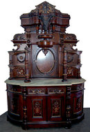 26.6493 Antique Game Carved Huntboard with Marble Top