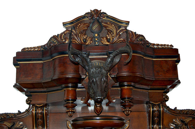 26.6493 Antique Game Carved Huntboard with Marble Top