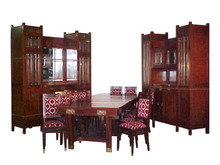 5195 Early 20th C. French Dining Suite 15 piece with Ormolu and Beveled Glass