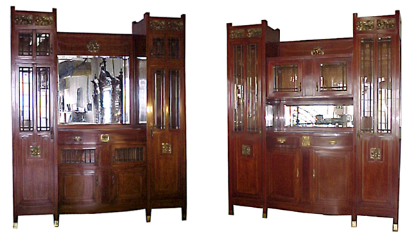 5195 Early 20th C. French Dining Suite 15 piece with Ormolu and Beveled Glass