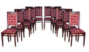 5195 Early 20th C. French Dining Suite 15 piece with Ormolu and Beveled Glass