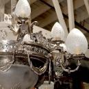 6991 Silver Over Bronze Chandelier with Female Masks