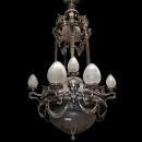 6991 Silver Over Bronze Chandelier with Female Masks