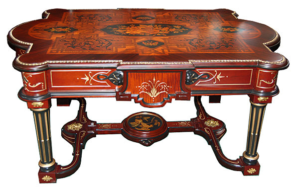 6527 19th C. American Rosewood Inlaid Coffee Table with Butterflies