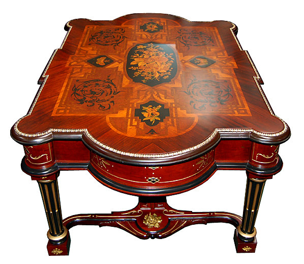 6527 19th C. American Rosewood Inlaid Coffee Table with Butterflies
