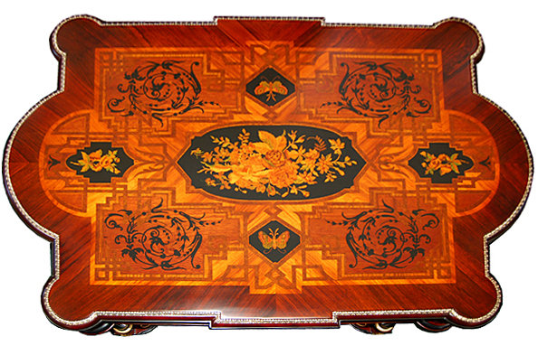 6527 19th C. American Rosewood Inlaid Coffee Table with Butterflies