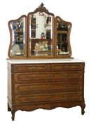 26.1198 French Walnut Dresser with 3 Part Mirror