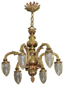 56.5203 19th C. 6 Arm Chandelier with Cut Glass Bullet Shades.