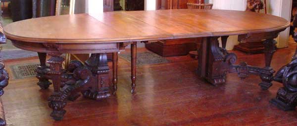 12.6568 19th C. Victorian Oak Table with Square Legs & Lion Heads