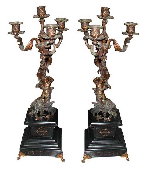 62.6431 3 Piece Marble & Bronze Figural Mantel Clock Set