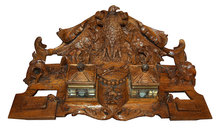 70.6607 Oak American Eagle Carved Double Inkwell