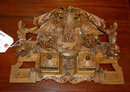 70.6607 Oak American Eagle Carved Double Inkwell