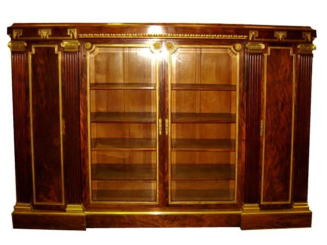 24.6610 19th C. French Empire Bookcase w/Greek Key