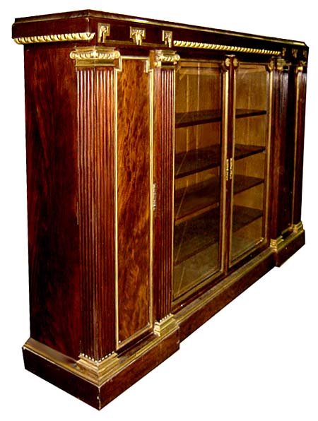 24.6610 19th C. French Empire Bookcase w/Greek Key