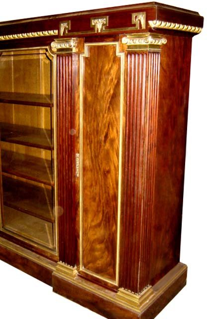 24.6610 19th C. French Empire Bookcase w/Greek Key