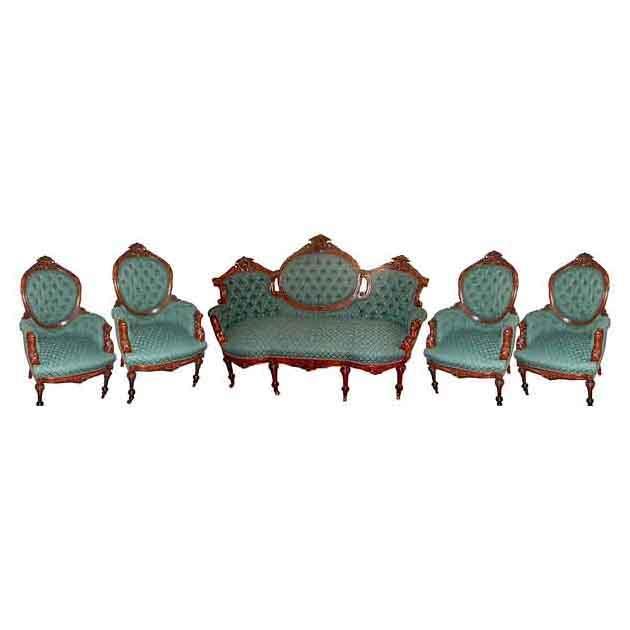 2632 Oversize 5-Pc. Rosewood Parlor Suite by John Jelliff c. 1860