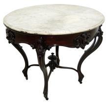 5293 Outstanding Antique Rosewood American Marble Top Center Table