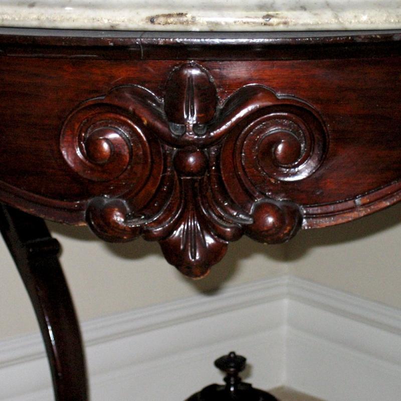 5293 Outstanding Antique Rosewood American Marble Top Center Table