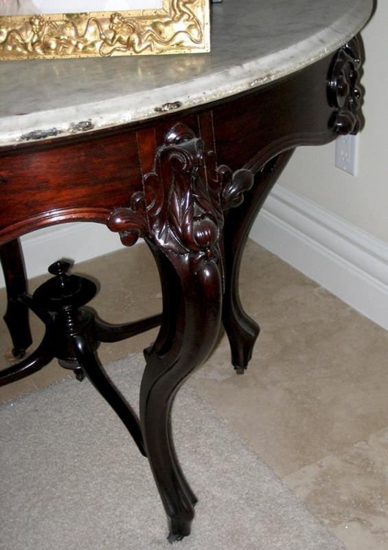 5293 Outstanding Antique Rosewood American Marble Top Center Table
