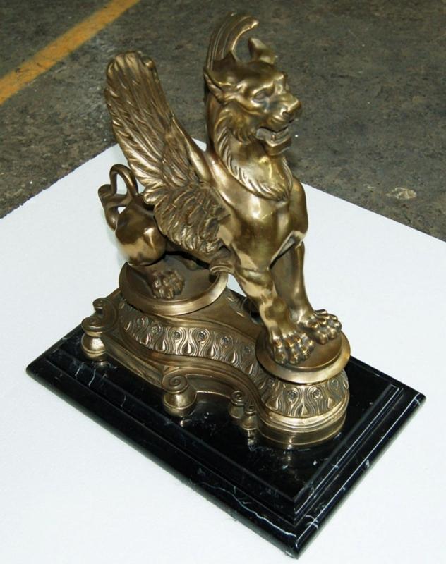 4996 Antique 19th C. Bronze Griffin Chenets