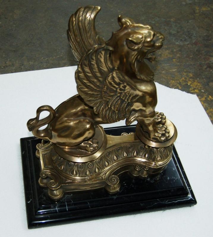 4996 Antique 19th C. Bronze Griffin Chenets