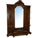 7055 French Style Carved Walnut & Marble Hall Mirror
