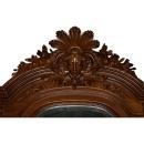 7055 French Style Carved Walnut & Marble Hall Mirror