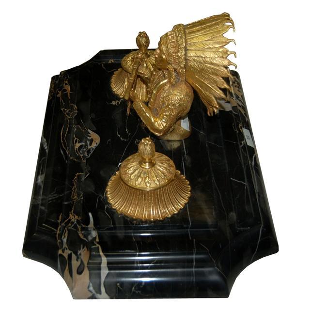 7072 Antique Bronze Inkwell of Crazy Horse