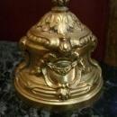 7071 Bronze Indian Head Inkwell with Marble Base