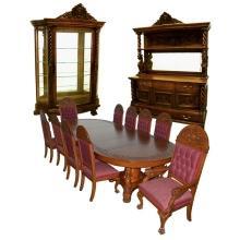 7200 American Victorian 13-piece Heavily Carved Oak Dining Suite By R.J. Horner