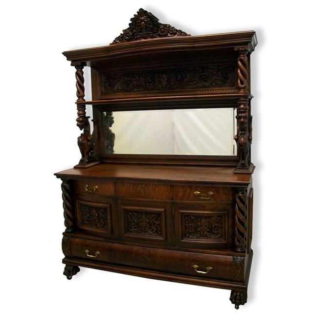 7200 American Victorian 13-piece Heavily Carved Oak Dining Suite By R.J. Horner