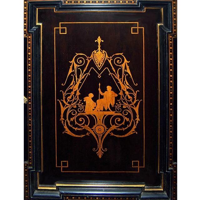 28.6213 19th C. American Victorian Inlaid & Ebonized Cabinet