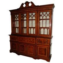 24.7181Antique English Inlaid Mahogany Bookcase