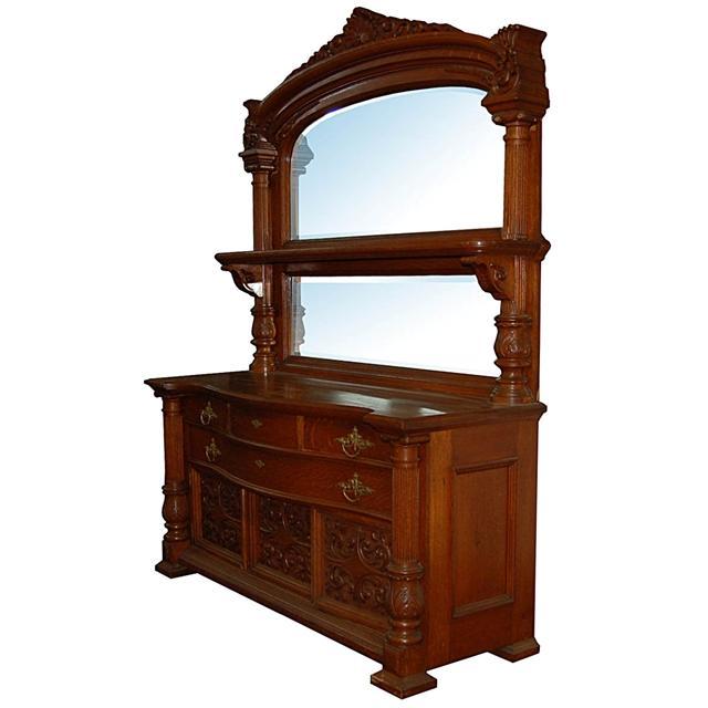26.5759 19th C. American Quartersawn Oak Sideboard