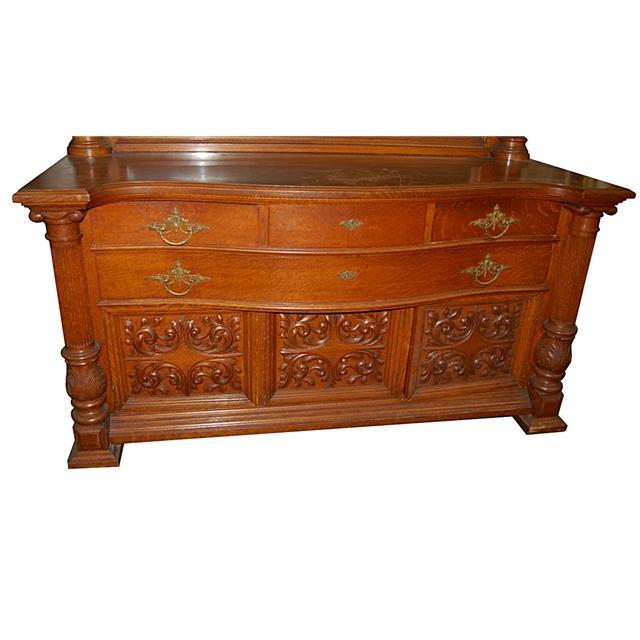 26.5759 19th C. American Quartersawn Oak Sideboard