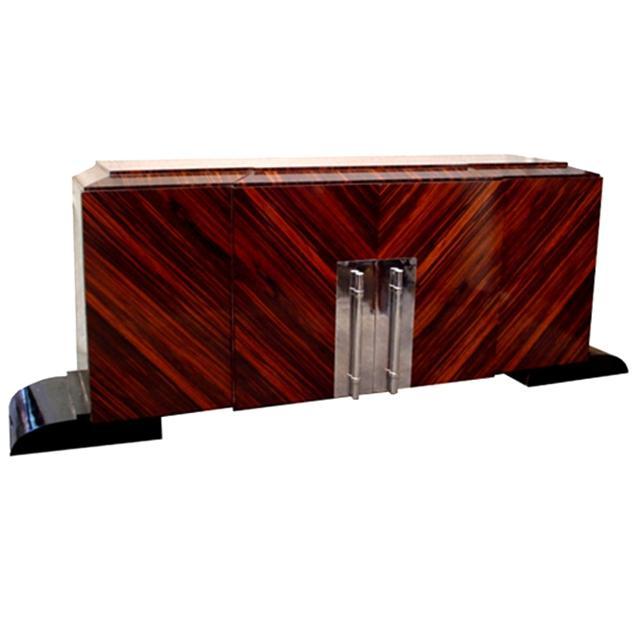 6055 11-Piece Ebony d'Massacar Art Deco Dining Set by Dominique