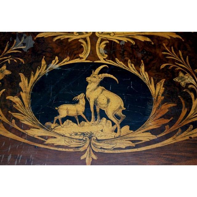 7704 German Black Forest Marquetry Table c. 1880