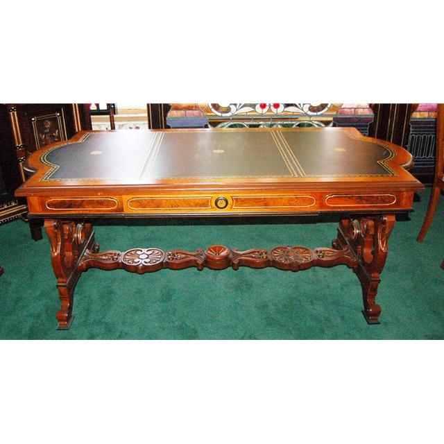 12.5803 Large Antique Walnut Victorian Writing Table Attr: Thomas Brooks