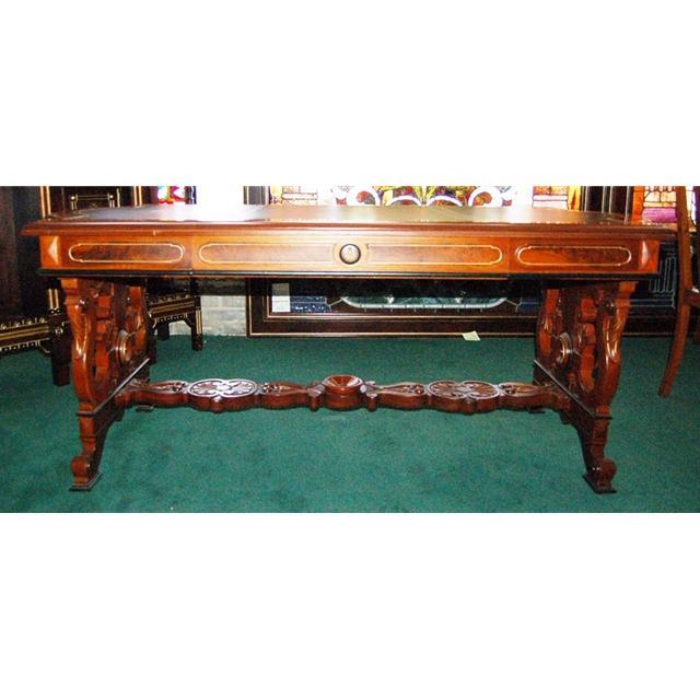 12.5803 Large Antique Walnut Victorian Writing Table Attr: Thomas Brooks
