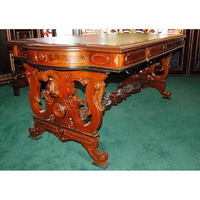 12.5803 Large Antique Walnut Victorian Writing Table Attr: Thomas Brooks