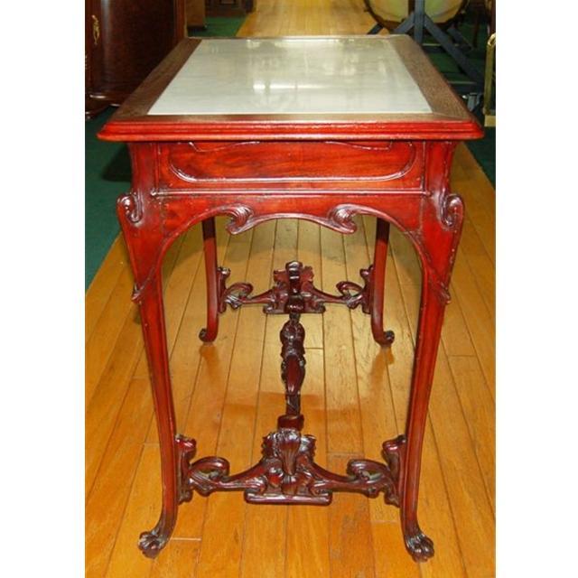 13.6268 Art Nouveau Table with Inset Marble Top