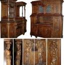 6484 19th C. 15-Piece Italian Walnut Mannerist Style Figural Carved Dining Set