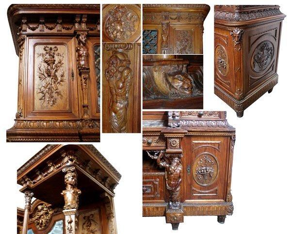 6484 19th C. 15-Piece Italian Walnut Mannerist Style Figural Carved Dining Set